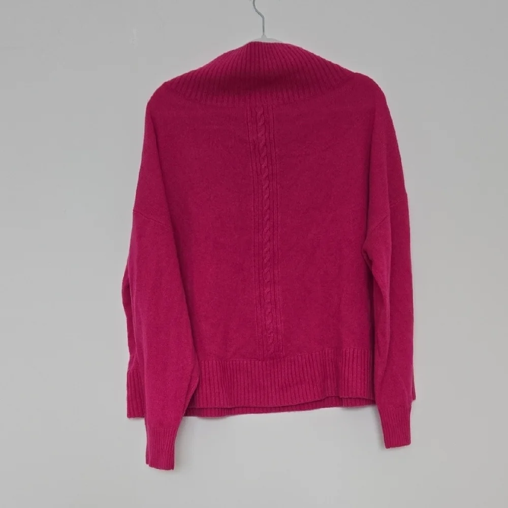 Anthropologie Maeve Fuchsia Pink 100% Cashmere Sweater V neck Cozy Comfy Size XL - Picture 5 of 5